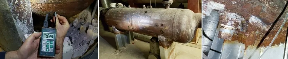 A large metal pipe sitting in the middle of a room.